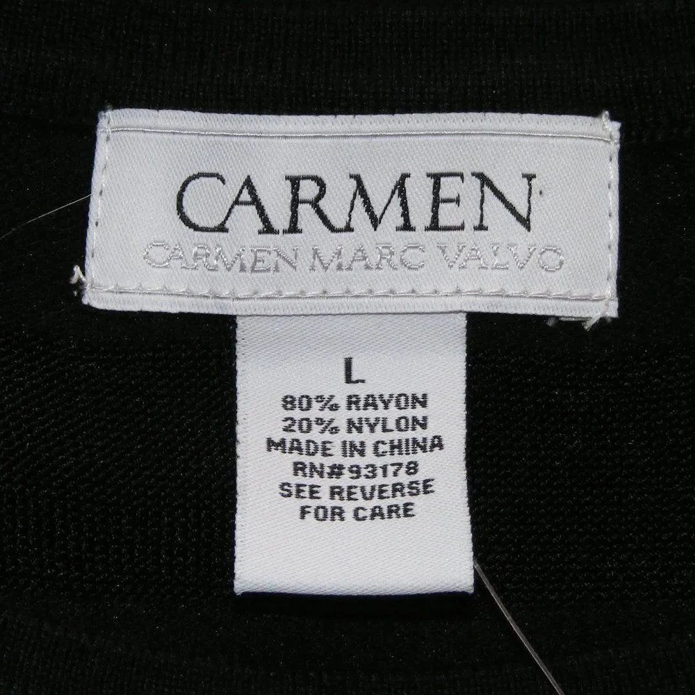 new CARMEN MARC VALVO Top, L, Knit, Sheer stripes. Black, Short sleeves - Picture 10 of 12
